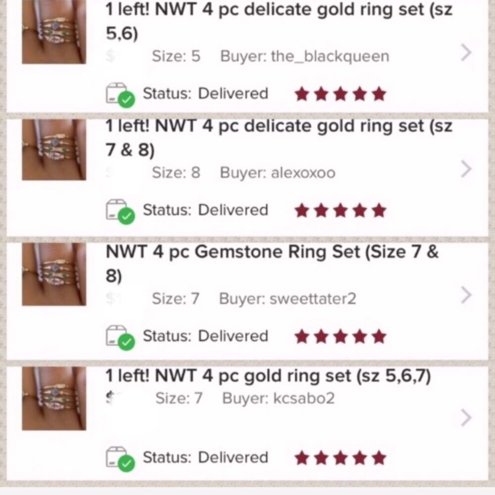 LAST SET! 4 pc stackable gem style rings - Picture 4 of 5